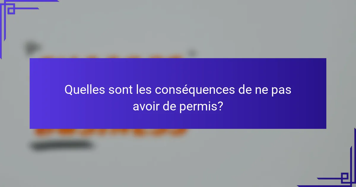 Quelles sont les conséquences de ne pas avoir de permis?