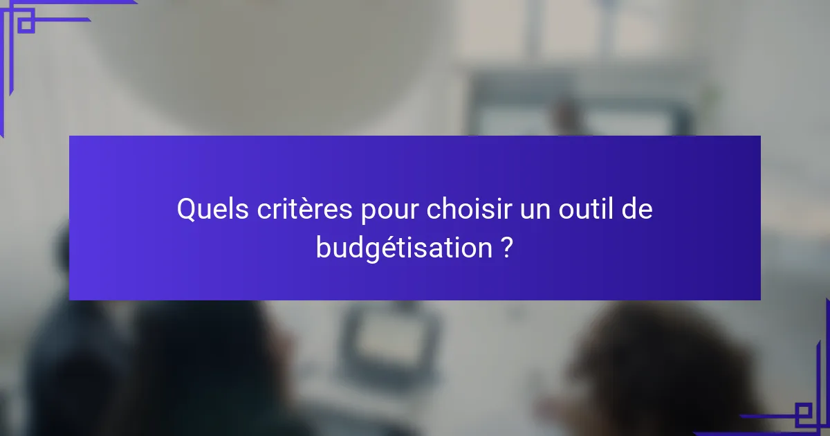 Quels critères pour choisir un outil de budgétisation ?