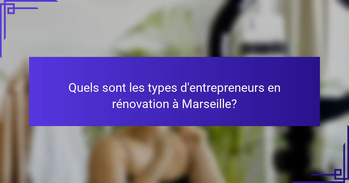 Quels sont les types d'entrepreneurs en rénovation à Marseille?
